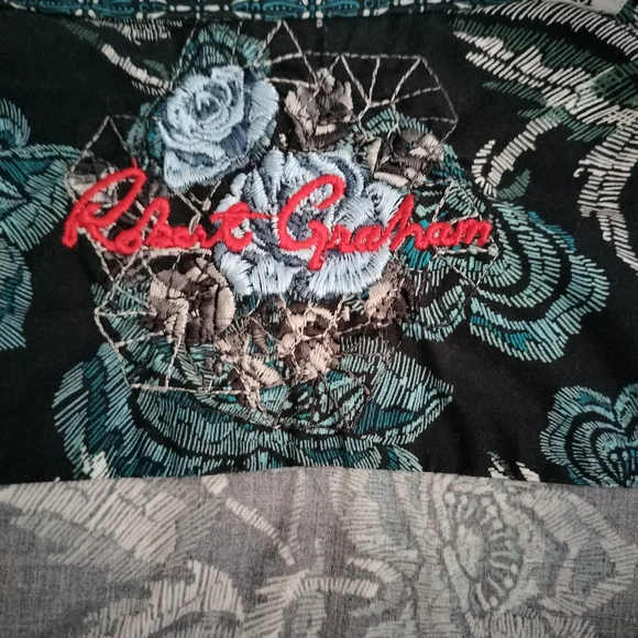 Robert Graham Black and Teal Floral Casual Shirt - Picture 6 of 6